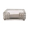 8" Silver Iron And Crystal Square Napkin Holder