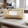 8" Gold Iron And Crystal Square Napkin Holder