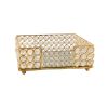 8" Gold Iron And Crystal Square Napkin Holder