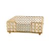 8" Gold Iron And Crystal Square Napkin Holder