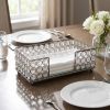 10" Silver Iron And Crystal Rectangular Napkin Holder