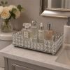 10" Silver Iron And Crystal Rectangular Napkin Holder