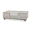 10" Silver Iron And Crystal Rectangular Napkin Holder