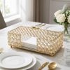 10" Gold Iron And Crystal Rectangular Napkin Holder