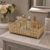 10" Gold Iron And Crystal Rectangular Napkin Holder