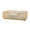 10" Gold Iron And Crystal Rectangular Napkin Holder