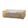 10" Gold Iron And Crystal Rectangular Napkin Holder
