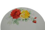 White Red And Yellow Sixteen Piece Round Flat Floral Medallion Ceramic Service For Four Dinnerware Set