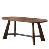 71" Brown and Black Wood Trestle Base Oval Dining Table