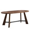 71" Brown and Black Wood Trestle Base Oval Dining Table