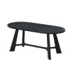 71" Black Wood Trestle Base Oval Dining Table