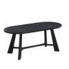 71" Black Wood Trestle Base Oval Dining Table