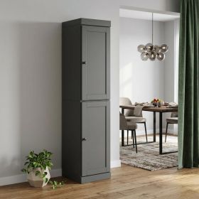 72" Gray Solid Wood Two Door Pantry Or Storage Closet