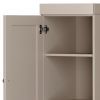 72" Beige Solid Wood Two Door Pantry Or Storage Closet