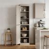 72" Beige Solid Wood Two Door Pantry Or Storage Closet