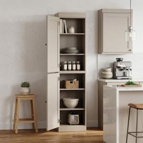 72" Beige Solid Wood Two Door Pantry Or Storage Closet