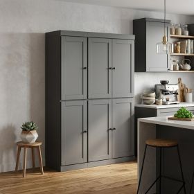 72" Gray Solid Wood 8 Pantry Or Storage Closet