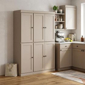72" Beige Solid Wood 8 Pantry Or Storage Closet