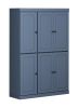 72" French Blue Solid Wood 8 Pantry Or Storage Closet