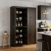 72" Espresso Solid Wood 8 Pantry Or Storage Closet
