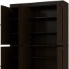 72" Espresso Solid Wood 8 Pantry Or Storage Closet