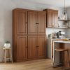 72" Coffee Solid Wood Six Door Two Drawer Pantry Or Storage Closet