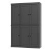 72" Gray Solid Wood Six Door Two Drawer Pantry Or Storage Closet