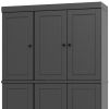 72" Gray Solid Wood Six Door Two Drawer Pantry Or Storage Closet