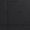 72" Black Solid Wood Six Door Two Drawer Pantry Or Storage Closet
