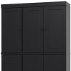 72" Black Solid Wood Six Door Two Drawer Pantry Or Storage Closet