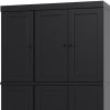 72" Black Solid Wood Six Door Two Drawer Pantry Or Storage Closet