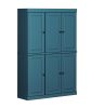72" Teal Blue Solid Wood Six Door Two Drawer Pantry Or Storage Closet