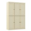 72" Yellow Solid Wood Six Door Two Drawer Pantry Or Storage Closet