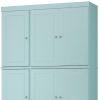 72" Aqua Solid Wood Six Door Two Drawer Pantry Or Storage Closet