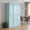 72" Aqua Solid Wood Six Door Two Drawer Pantry Or Storage Closet