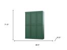72" Green Solid Wood Six Door Two Drawer Pantry Or Storage Closet