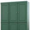 72" Green Solid Wood Six Door Two Drawer Pantry Or Storage Closet