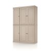 72" Beige Solid Wood Six Door Two Drawer Pantry Or Storage Closet