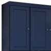 72" Navy Blue Solid Wood Six Door Two Drawer Pantry Or Storage Closet