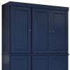 72" Navy Blue Solid Wood Six Door Two Drawer Pantry Or Storage Closet