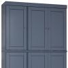 72" French Blue Solid Wood Six Door Two Drawer Pantry Or Storage Closet