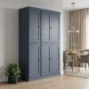 72" French Blue Solid Wood Six Door Two Drawer Pantry Or Storage Closet