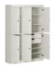 72" Off White Solid Wood Six Door Two Drawer Pantry Or Storage Closet