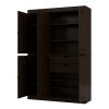 72" Espresso Solid Wood Six Door Two Drawer Pantry Or Storage Closet