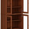72" Coffee Solid Wood Four Door Pantry Or Storage Closet