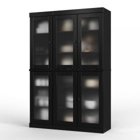 72" Black Solid Wood Six Door Pantry Or Storage Closet