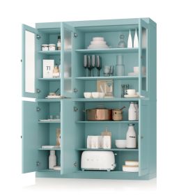 72" Aqua Solid Wood Six Door Pantry Or Storage Closet