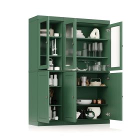 72" Green Solid Wood Six Door Pantry Or Storage Closet