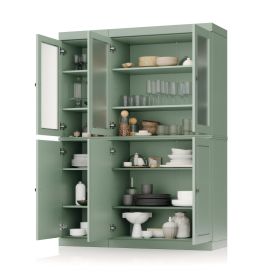 72" Sage Solid Wood Six Door Pantry Or Storage Closet