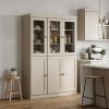 72" Beige Solid Wood Six Door Pantry Or Storage Closet